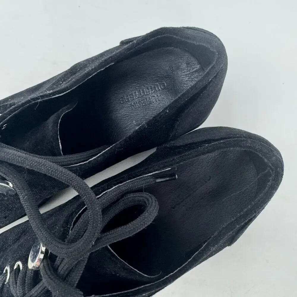 Urban Outfitters Black Velvet Lace-Up Chunky Platform Heels 90s Y2K Style Size 7